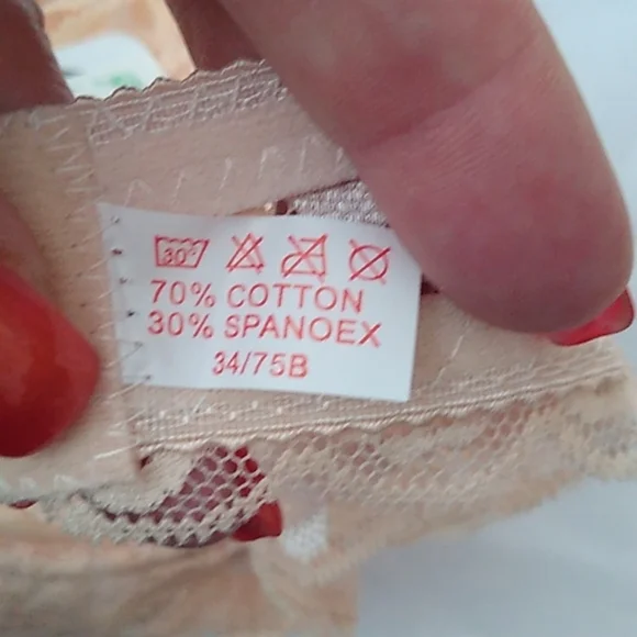 Peach Khaki Lace Push-up Bra, Small - Picture 9 of 14